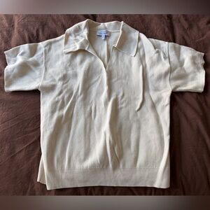& Other Stories Cream Knit Polo Shirt